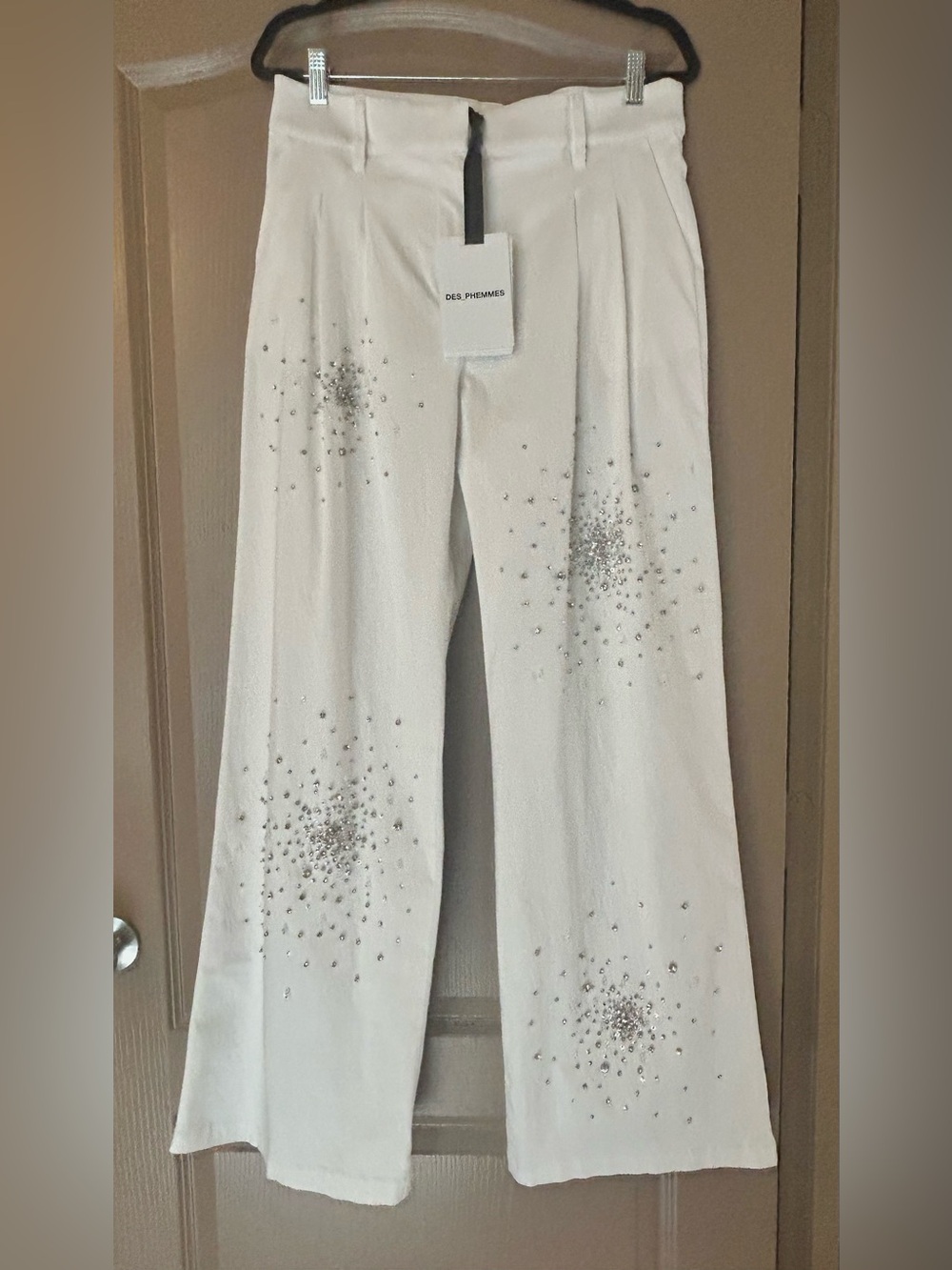 Des_Phemmes Crystal Embellished Wide Leg Pants NWT IT 42 $875